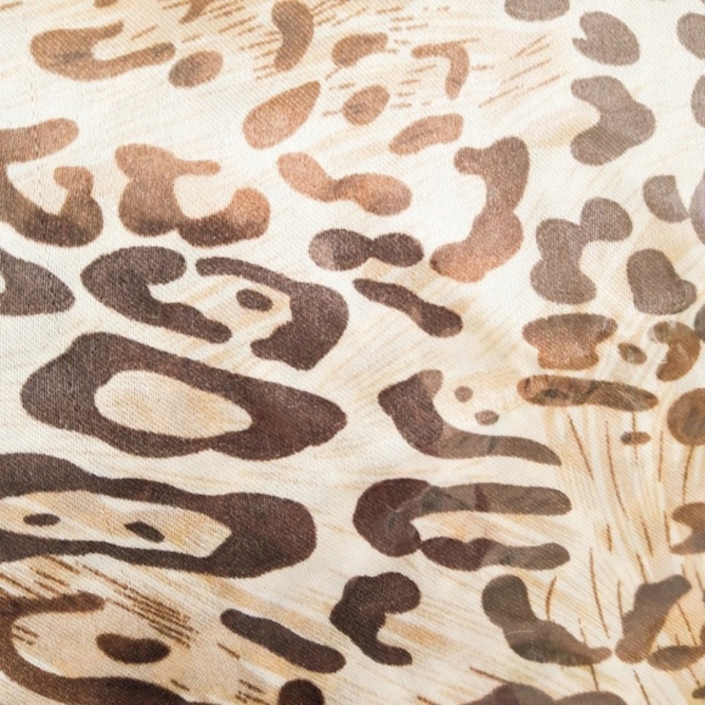 Satin Brown & Cream Animal Print Bandanna - Picture 3 of 3